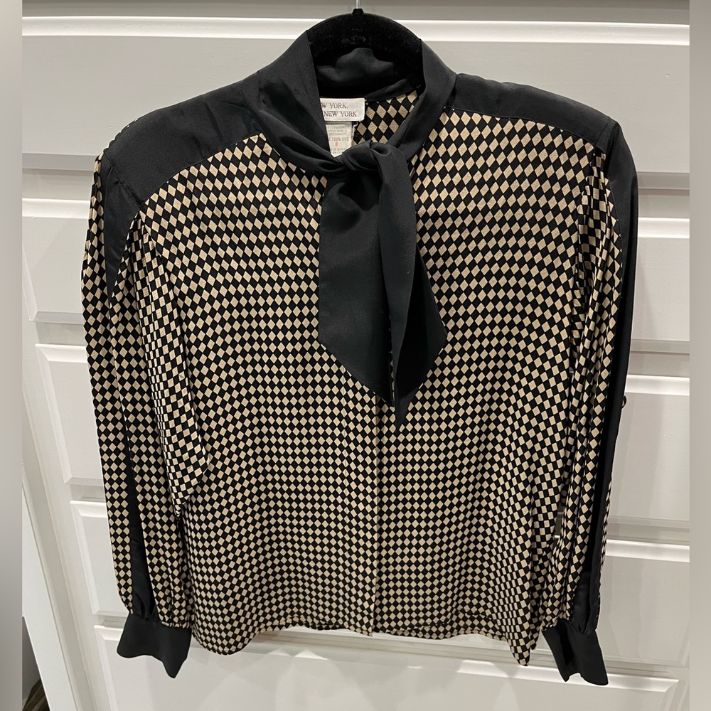 Vintage Silk Tie Neck Blouse